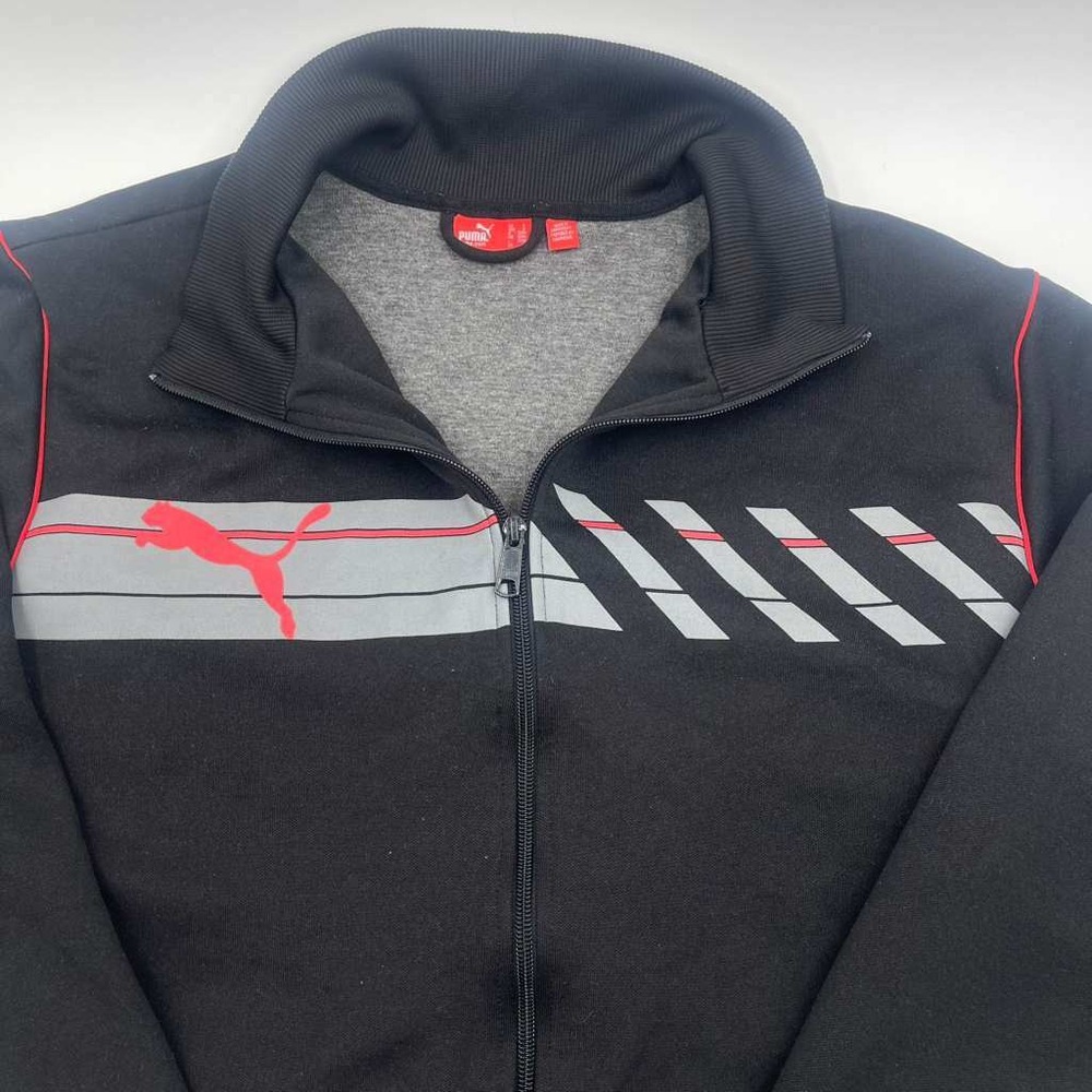 Y2k‎ PUMA Men's Full Zip Track Jacket Athletic Training Activewear Black Red L